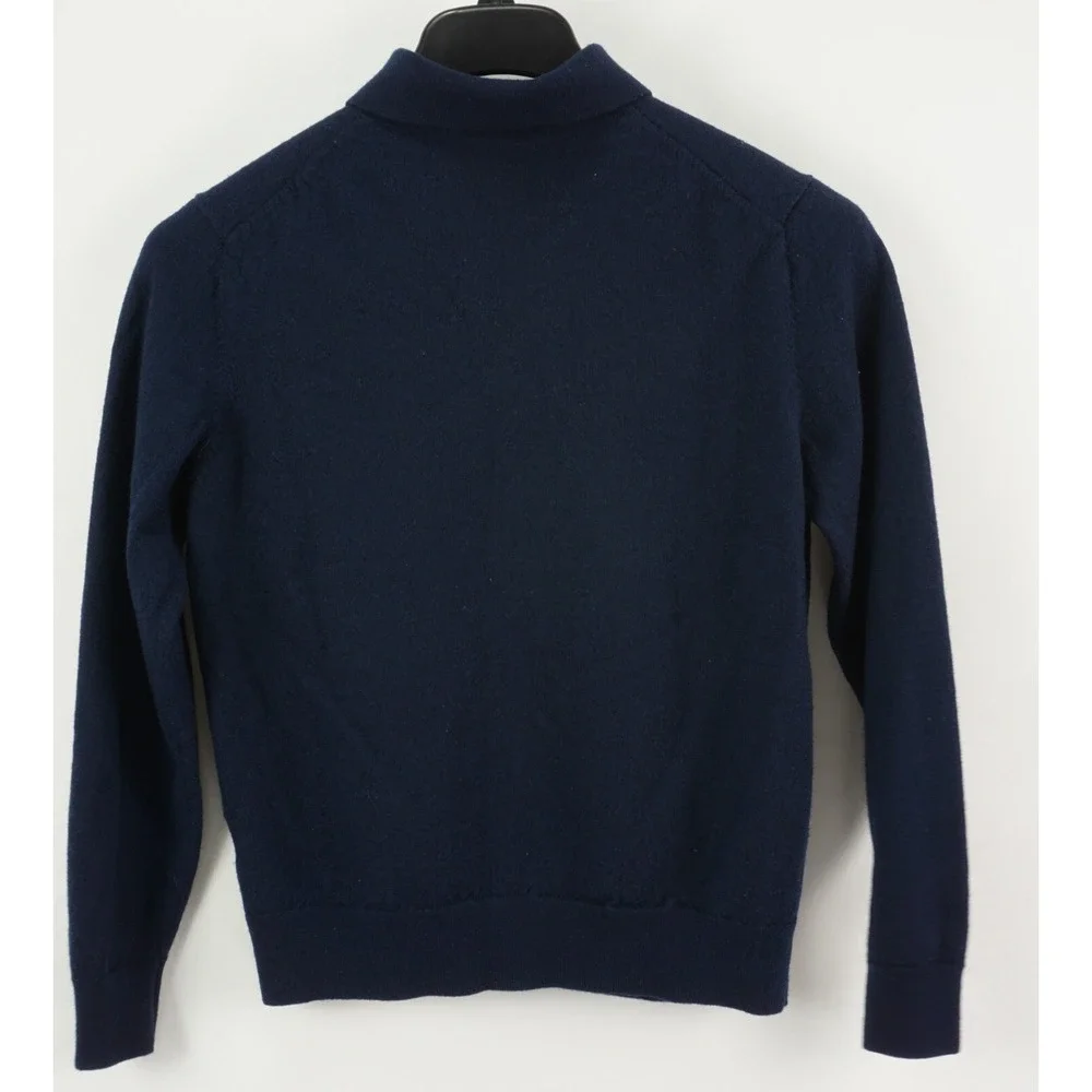 Collars & Co Australian Merino Wool Polo Sweater Women's XL Navy Blue Knit‎